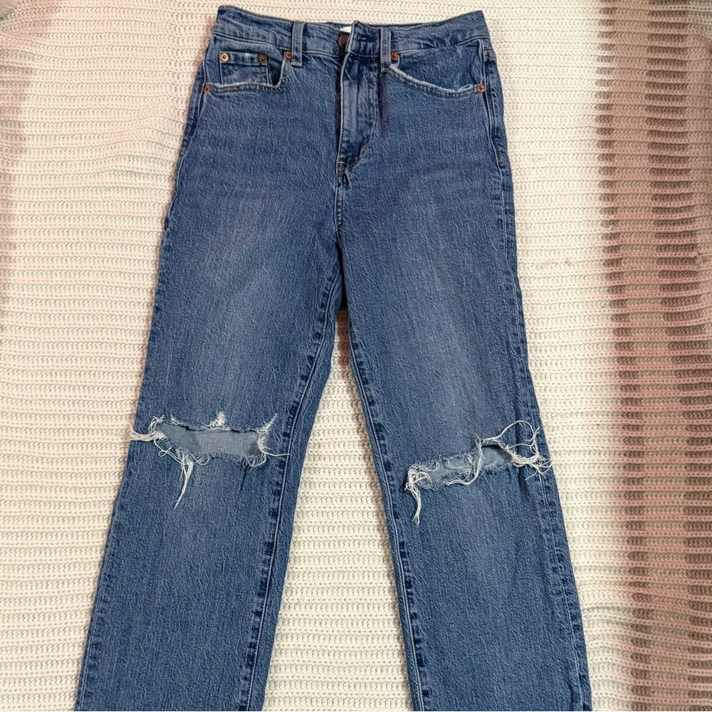 Pistola Blue Distressed Straight Leg Jeans